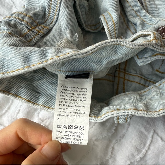 SHEIN Blue Jean Shorts High-Waisted Distressed Light Wash - Picture 7 of 7